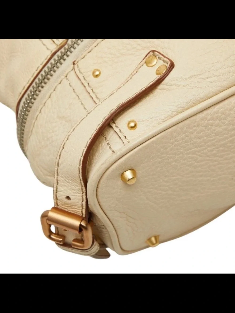 Chloe Cream Leather Tote with Gold Hardware